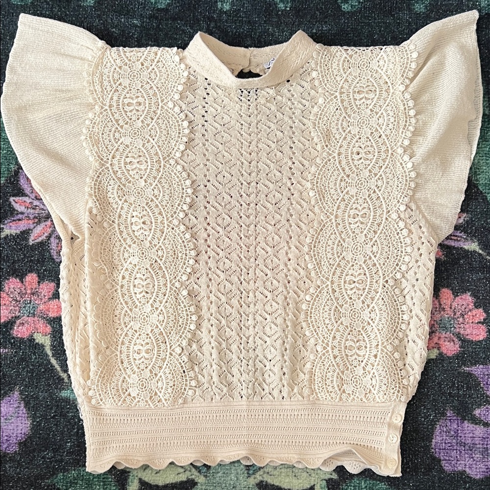 Zara Beige Lace Women's Blouse